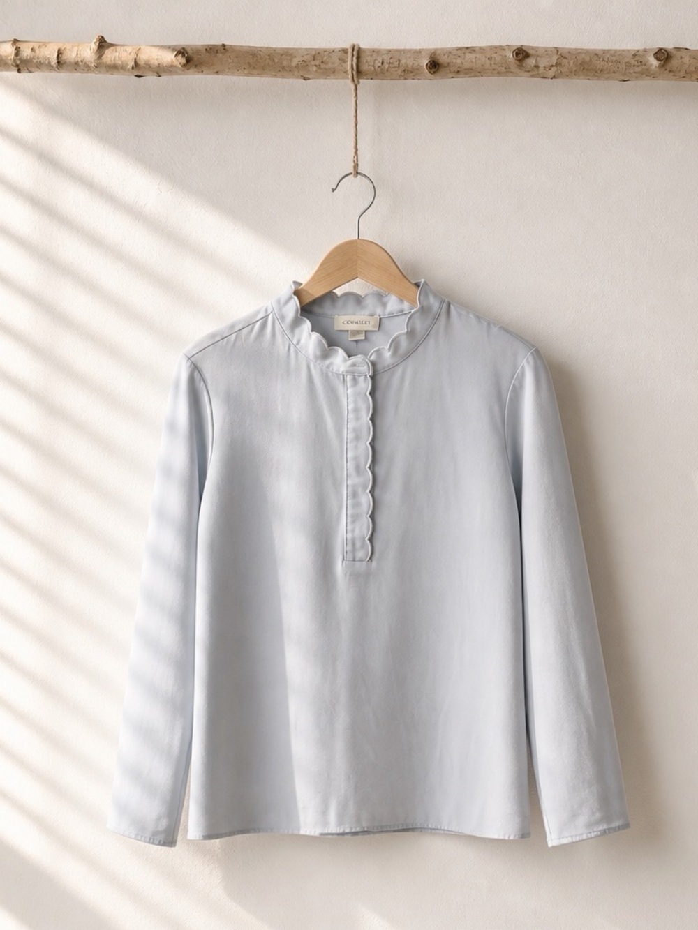 Calvin Klein Light Blue Scalloped Neck Top‎ - Size Small